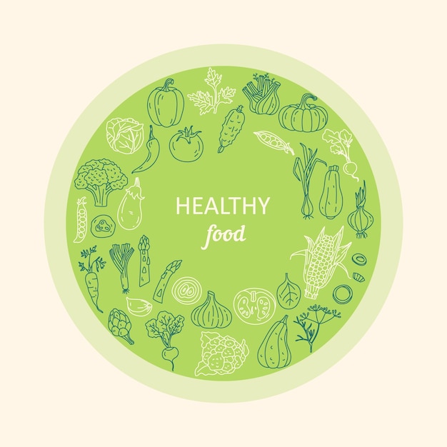 Dibujado a mano de verduras doodle Vegetable web banner Ilustración vectorial