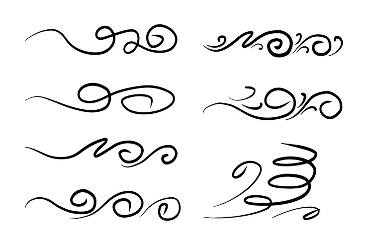 Vector dibujado a mano viento doodle conjunto ilustración vectorial