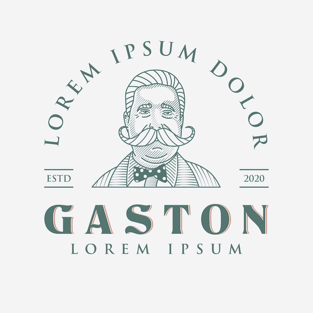 Dibujado a mano vintage logo Gaston