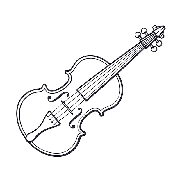 Vector dibujado a mano violín clásico sin arco instrumento musical de arco de cuerda ilustración vectorial