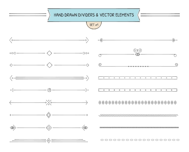 Vector dibujados a mano divisores y elementos vectoriales