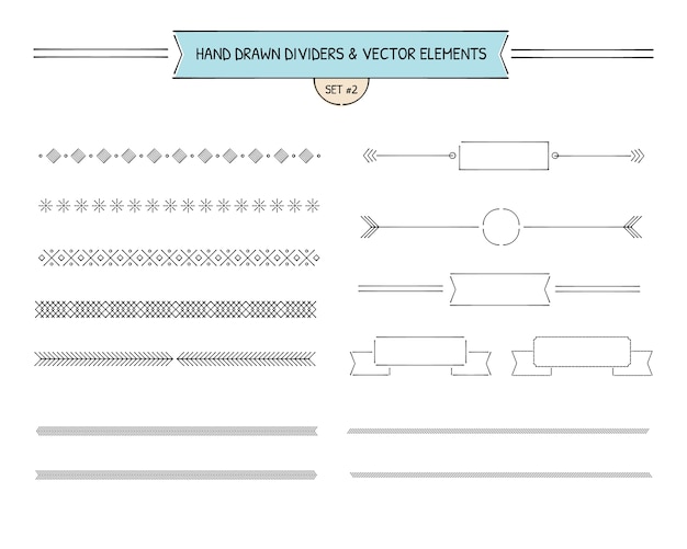 Dibujados a mano divisores y elementos vectoriales