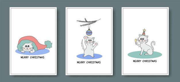 Dibujando postales con divertidos gatos navideños