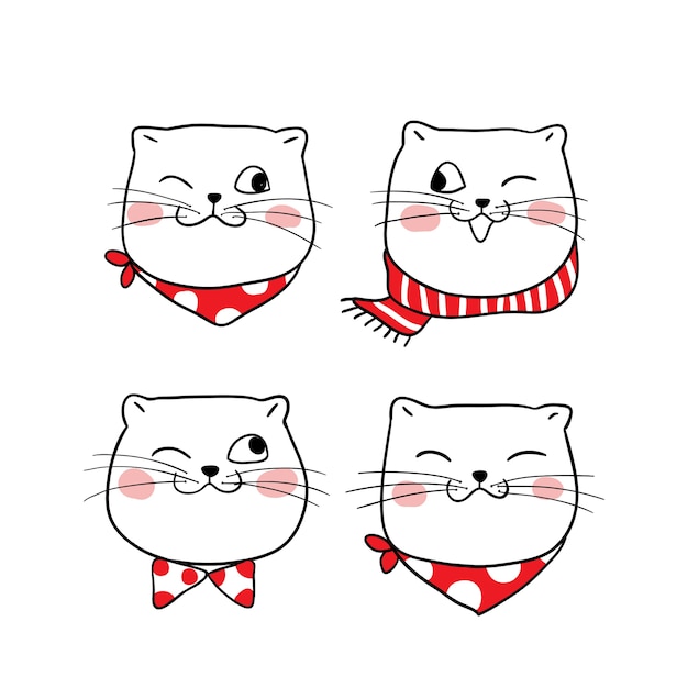Dibujar la cara del gato lindo estilo Doodle