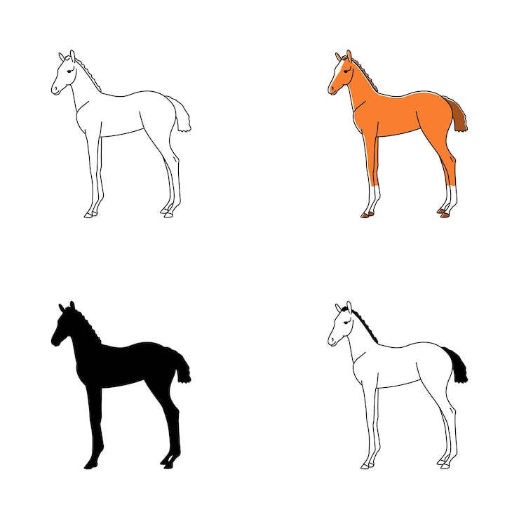 Vector dibujar colección de personajes de ilustración vectorial potros lindos