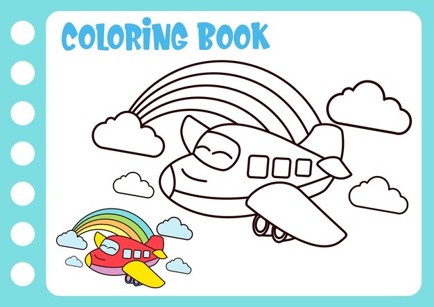dibujar y colorear para niños dibujar un avión con un arco iris