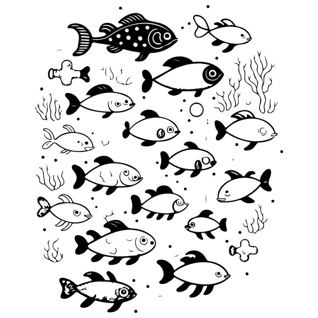 Dibujar dibujos para niños mundo submarino de peces dibujos ilustrados dibujos a mano