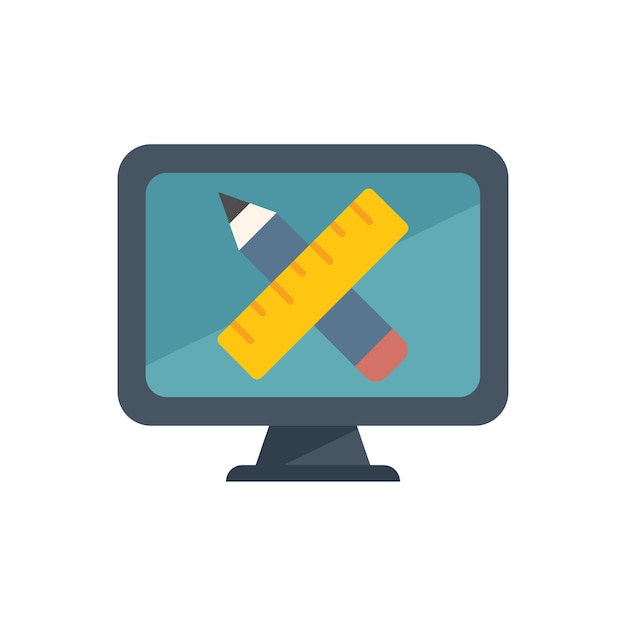 Dibujar icono de monitor vector plano Web ux Studio trabajo aislado