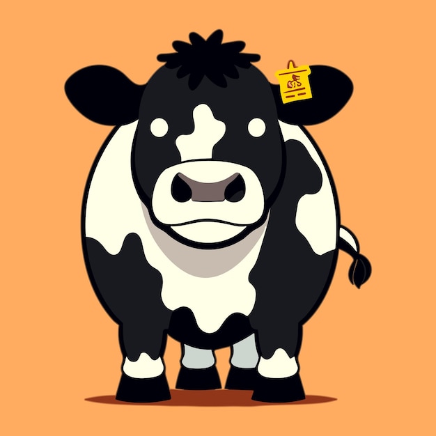 Dibujar ilustración vectorial diseño de personajes pegatina vaca divertida estilo de dibujos animados arte e ilustración