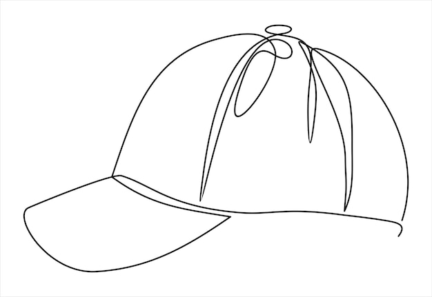 Dibujar una línea continua gorra de béisbol estilo lineal