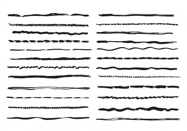 Dibujar líneas lápiz con textura doodle trazos de línea a mano alzada tiza garabato conjunto de línea de tinta negra