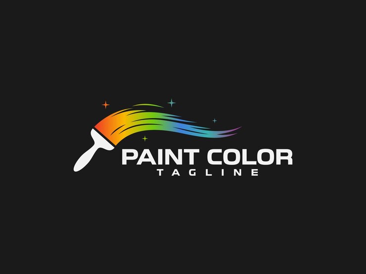 Vector dibujar el logotipo con una ilustración vectorial, un pincel de pintura y una plantilla de logotipo