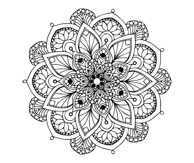 dibujar mandala a mano con estilo de ornamento página de colorear para adultos