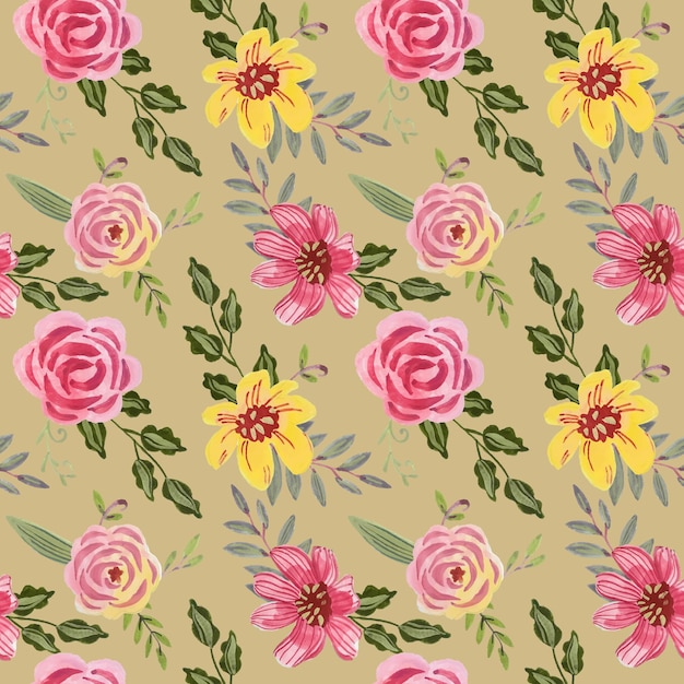 dibujar a mano acuarela flor de patrones sin fisuras