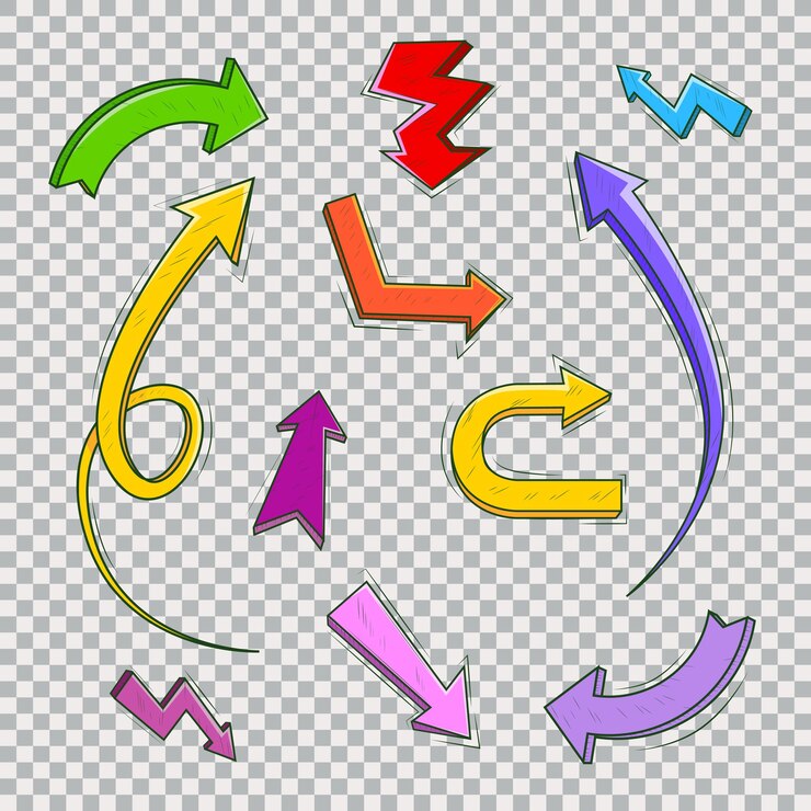 Vector dibujar a mano colección de ilustraciones de flechas a todo color