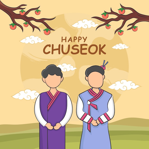 Dibujar a mano el concepto de festival de chuseok. ilustración