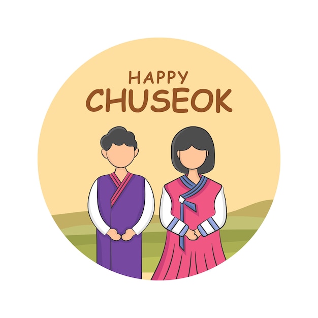 Dibujar a mano el concepto de festival de chuseok. ilustración