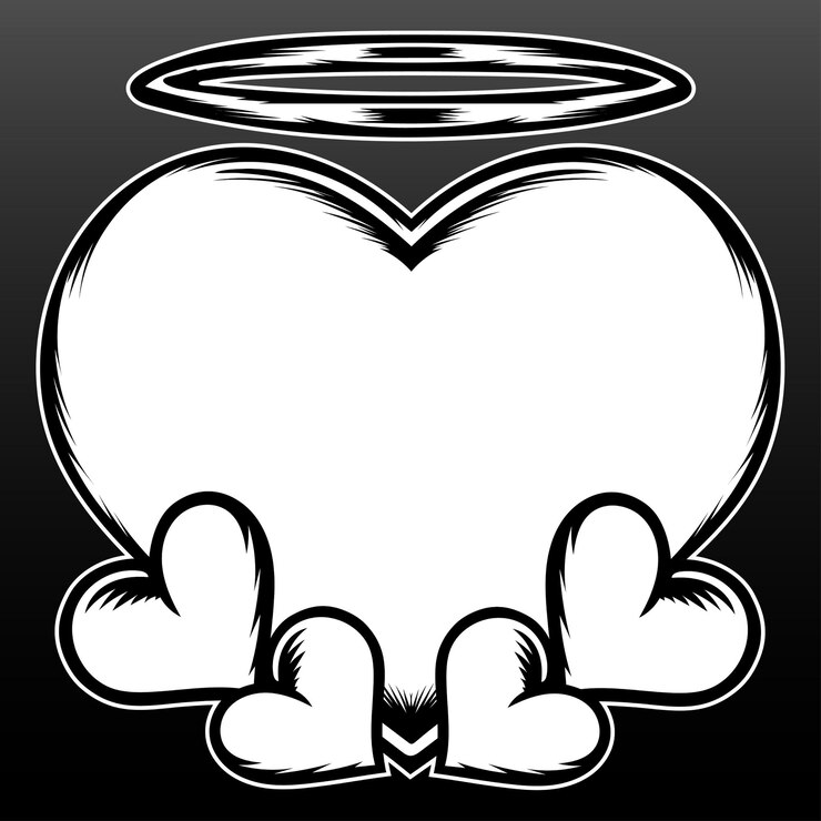 Vector dibujar a mano corazón ángel dibujado a mano diseño de ilustración