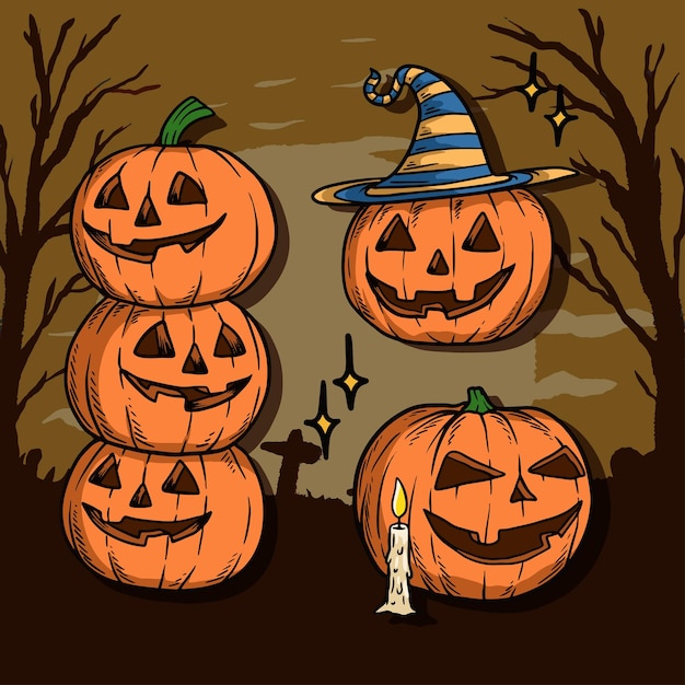 Vector dibujar a mano elementos de halloween