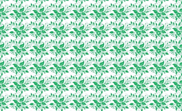 dibujar a mano floral flor patrón sin costuras de hojas verdes primavera vector diseño fondo blanco