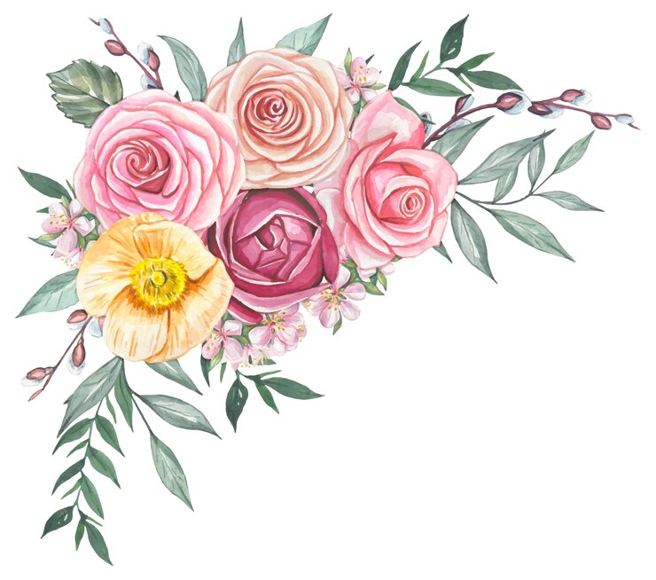 Vector dibujar a mano flores y elementos de garabatos de hojas diseño floral para tarjetas de felicitación