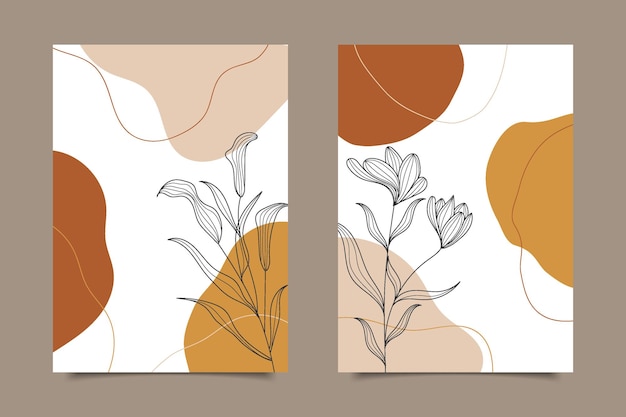 dibujar a mano fondo abstracto floral minimalista con diseño de formas