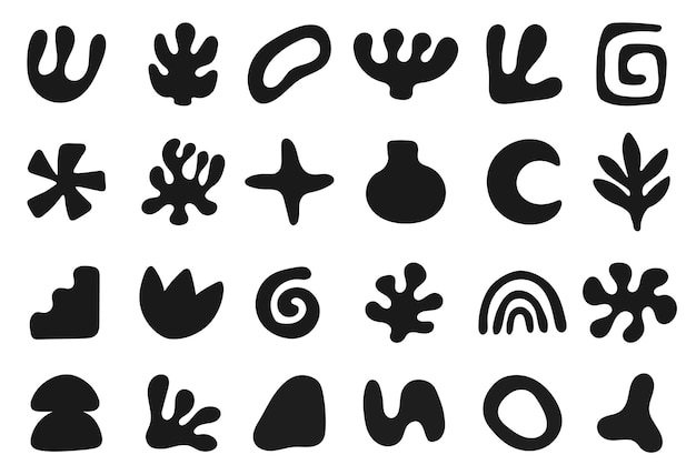 dibujar a mano formas abstractas conjunto de formas abstractas negras elementos impresiones de mano