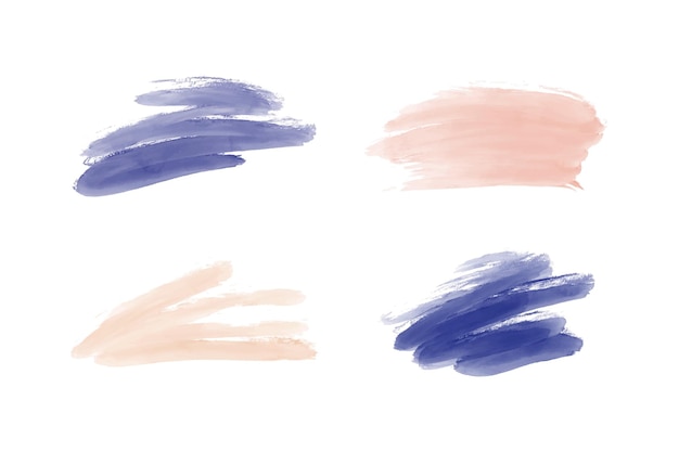 Dibujar a mano formas de trazo de pincel de acuarela azul y melocotón