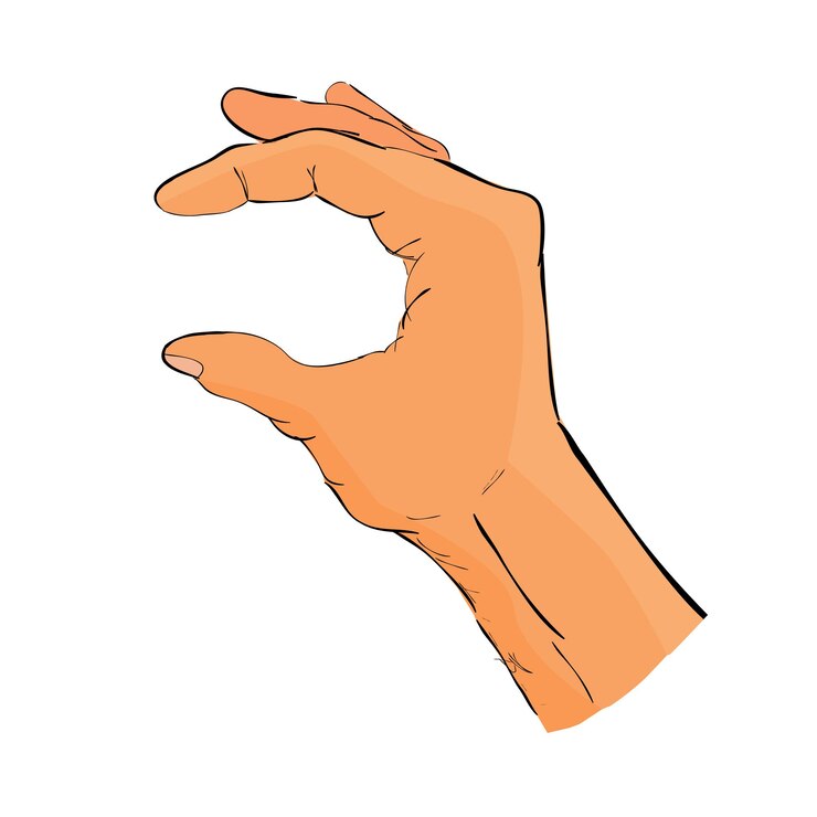 Vector dibujar a mano gesto de boceto con esmoquin rojo mano sujetando recoger tomar o recibir algo
