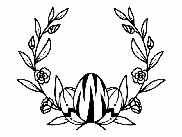 Dibujar a mano huevos de Pascua con flores