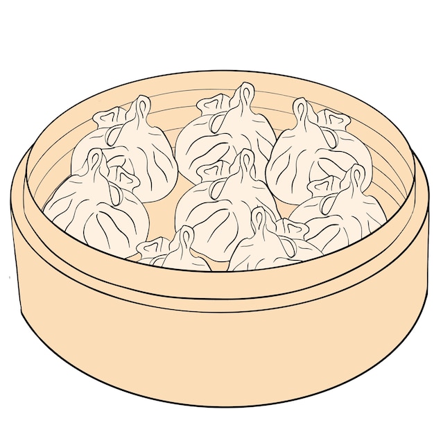 Dibujar a mano ilustración comida asiática. Menú de restaurante plano