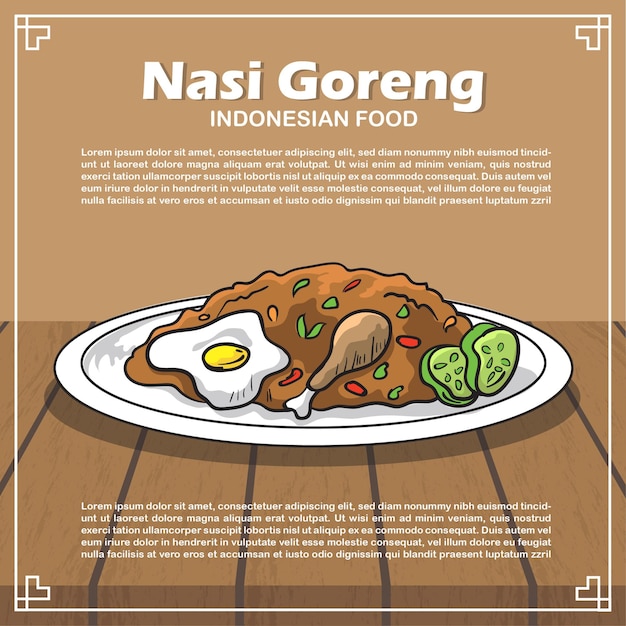 dibujar a mano ilustración de comida indonesia