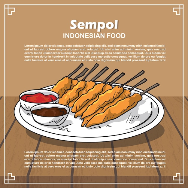 Vector dibujar a mano ilustración de comida indonesia