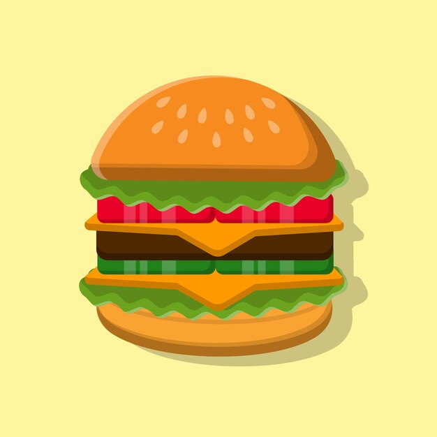 Dibujar a mano ilustración de dibujos animados de comida rápida hamburguesa