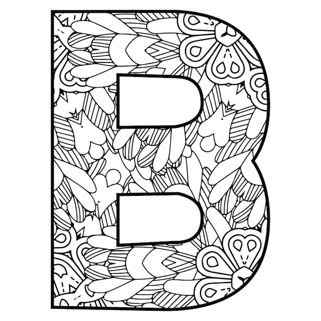 Dibujar a mano la página para colorear del alfabeto para la actividad de los niños