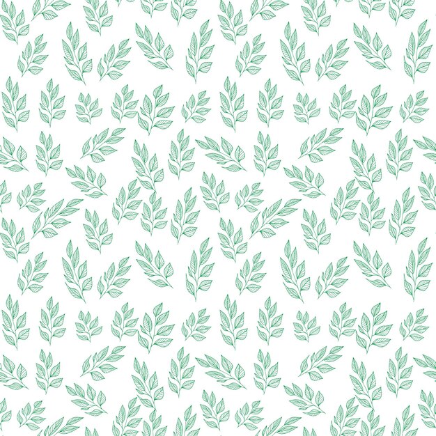 dibujar a mano un patrón floral sin costuras de hojas verdes Diseño vectorial de flores de primavera sobre un fondo blanco