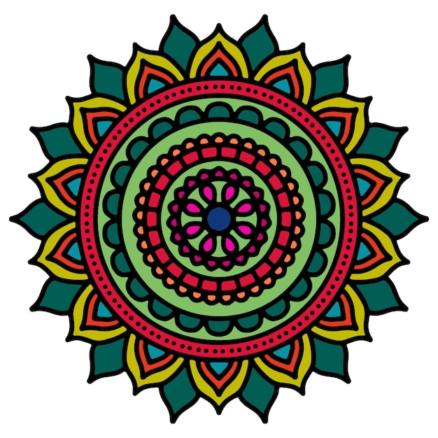 Dibujar a mano patrón de mandala mandala colorido