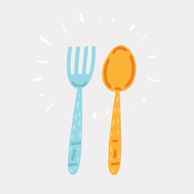 dibujar a mano con el tenedor y la cuchara