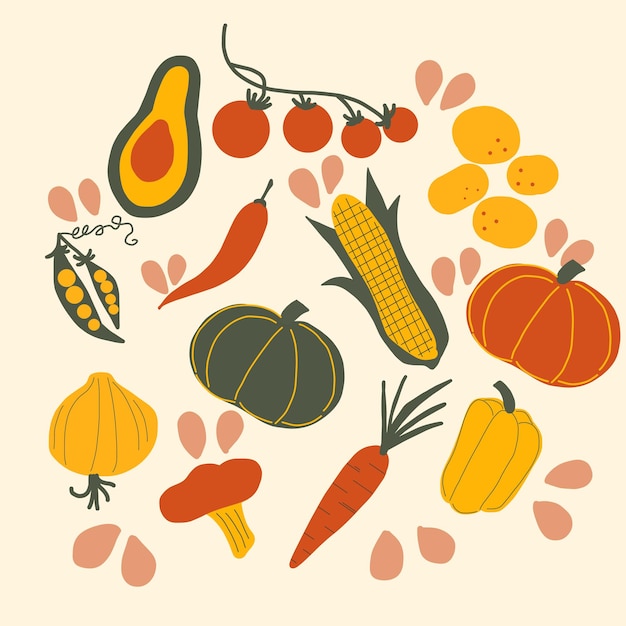 Dibujar a mano verduras