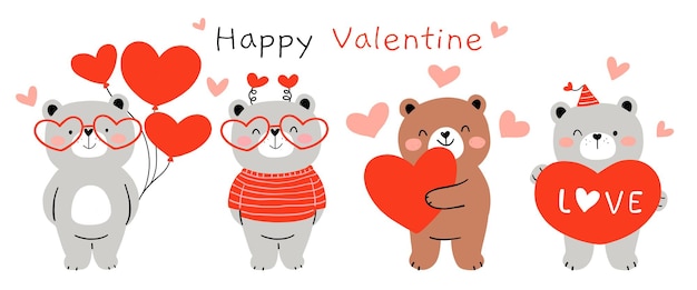 Dibujar oso feliz con corazoncito para el día de San Valentín