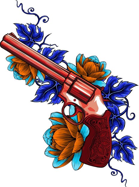 Dibujar revólver de pistola ilustración vectorial
