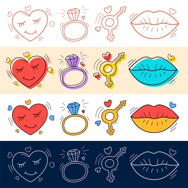Dibuje a mano la tienda de viaje, paso, conjunto de iconos de montaña en estilo de doodle para su diseño.
