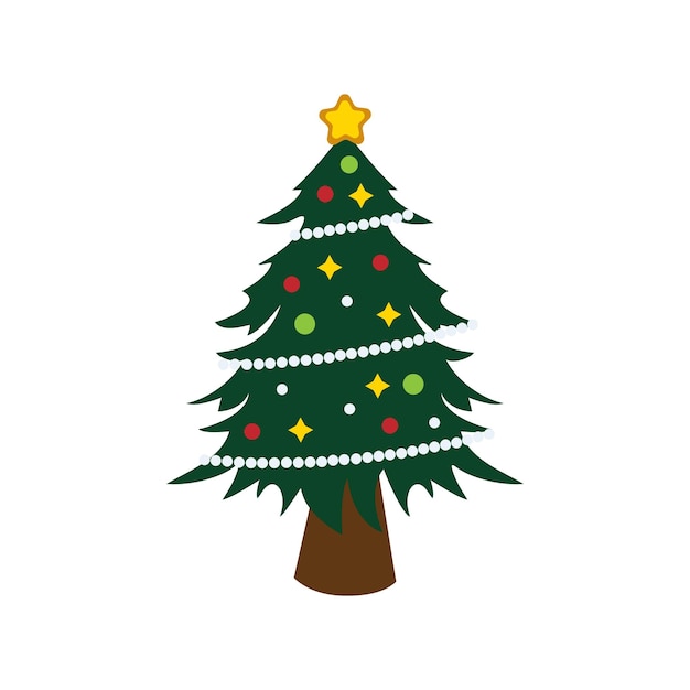Dibujo abstracto de un árbol de Navidad decorado festivo sobre un fondo blanco Vector
