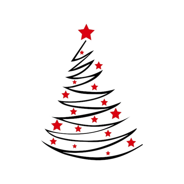 Dibujo abstracto de un árbol de Navidad sobre un fondo blanco Vector