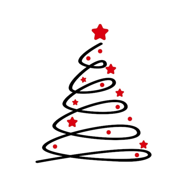 Dibujo abstracto de un árbol de Navidad sobre un fondo blanco Vector