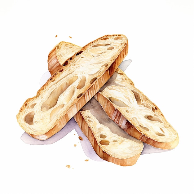 Dibujo acuarela baguette francesa