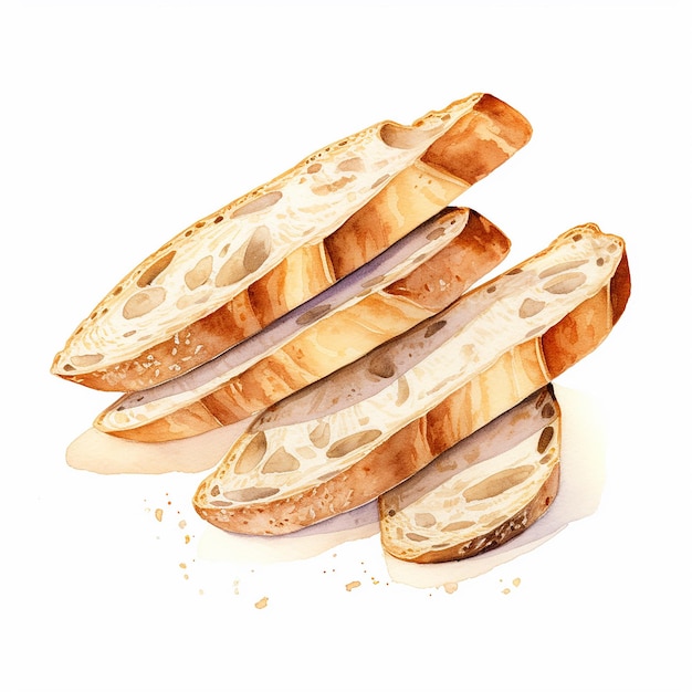 Dibujo acuarela baguette francesa