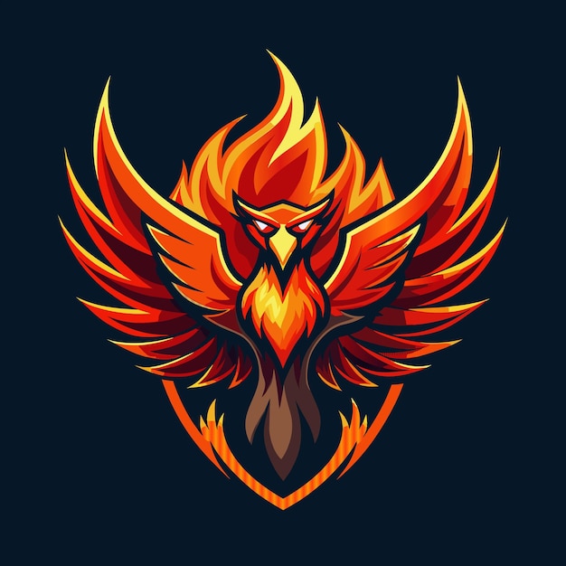 un dibujo de un águila roja y naranja con una llama en la espalda