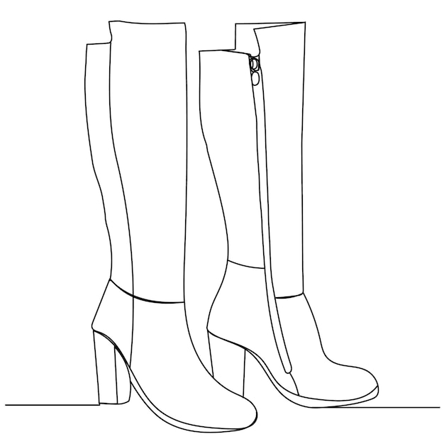 Dibujo aislado de una línea de botas para mujer | Vector Premium
