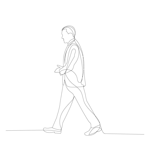 Dibujo aislado de una línea de un hombre caminando